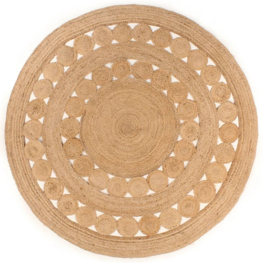 vidaXL Tapijt met ontwerp rond 210 cm gevlochten jute afbeelding 1