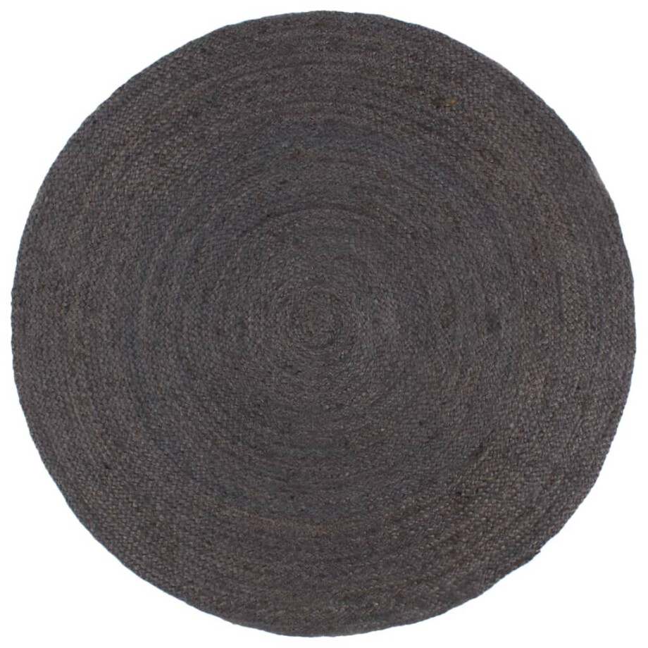 vidaXL Vloerkleed handgemaakt rond 240 cm jute donkergrijs afbeelding 1