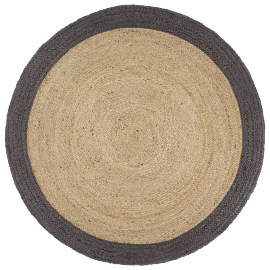 vidaXL Vloerkleed handgemaakt met donkergrijze rand 180 cm jute afbeelding 1