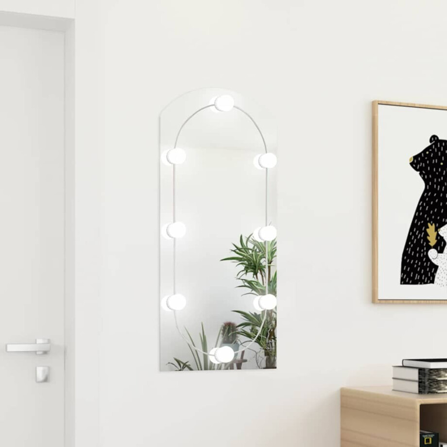 vidaXL Spiegel met LED-verlichting boog 90x45 cm glas vidaXL Spiegel met LED-verlichting boog 90x45 cm glas afbeelding 1