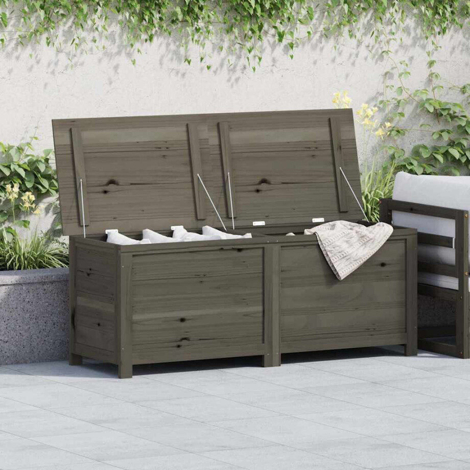 vidaXL Kussenbox 150x50x56 cm massief vurenhout antracietkleurig afbeelding 1