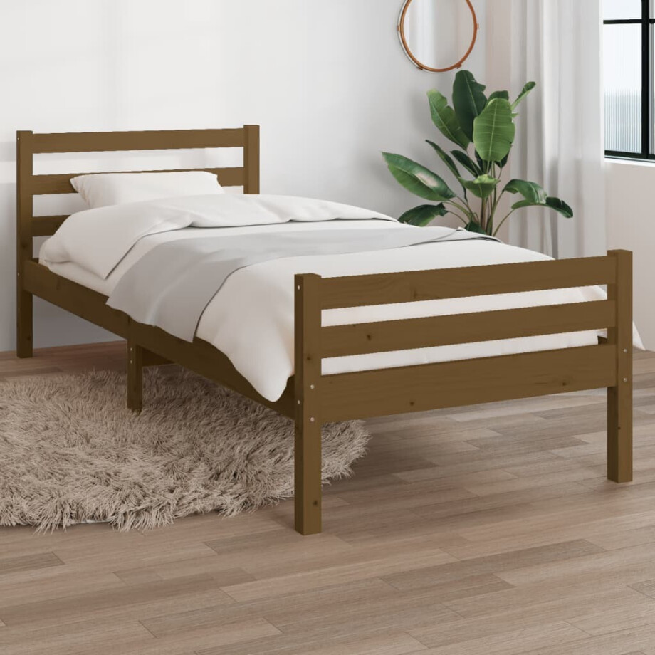 vidaXL Bedframe massief hout honingbruin 75x190 cm vidaXL Bedframe massief hout honingbruin 75x190 cm afbeelding 1