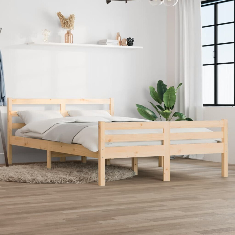 vidaXL Bedframe massief hout 135x190 cm afbeelding 1