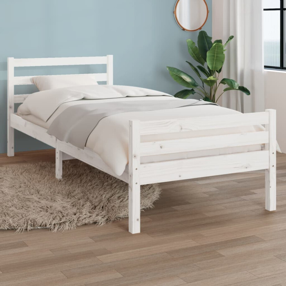 vidaXL Bedframe massief hout wit 100x200 cm vidaXL Bedframe massief hout wit 100x200 cm afbeelding 1