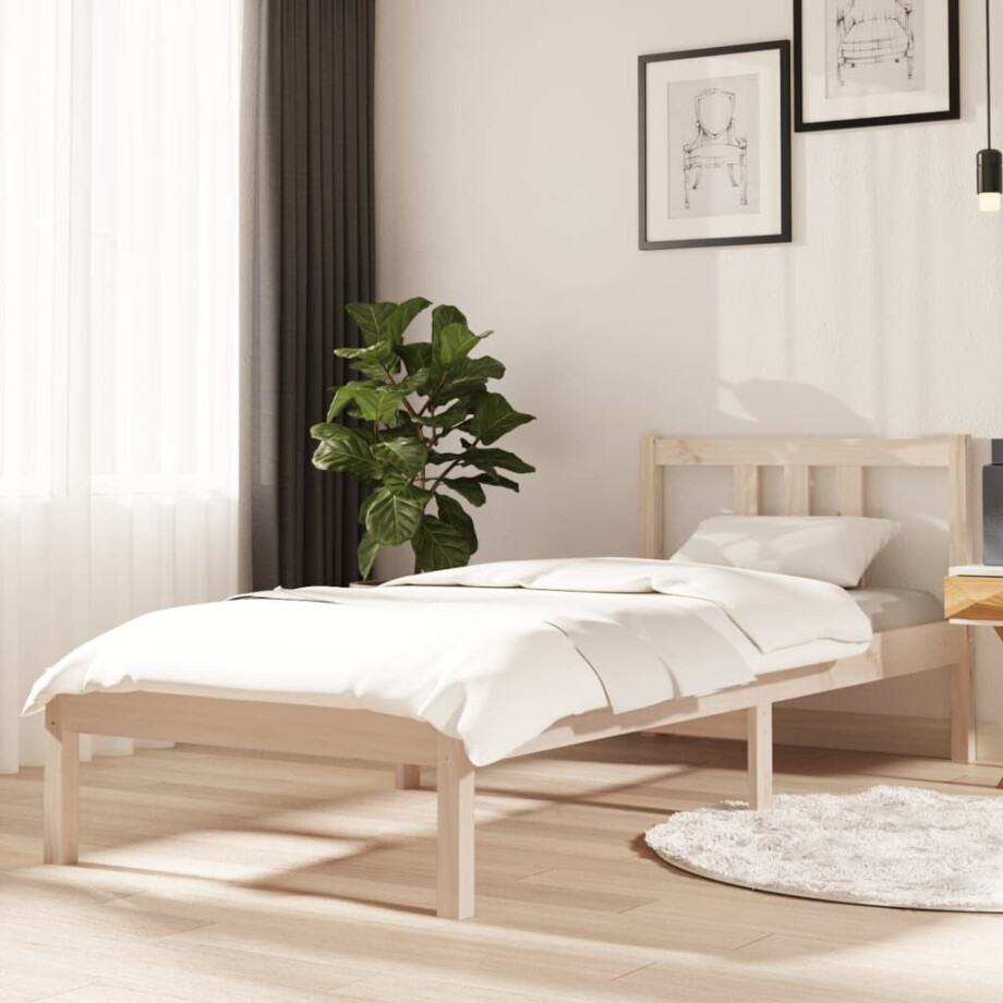 vidaXL Bedframe massief hout 75x190 cm vidaXL Bedframe massief hout 75x190 cm afbeelding 1