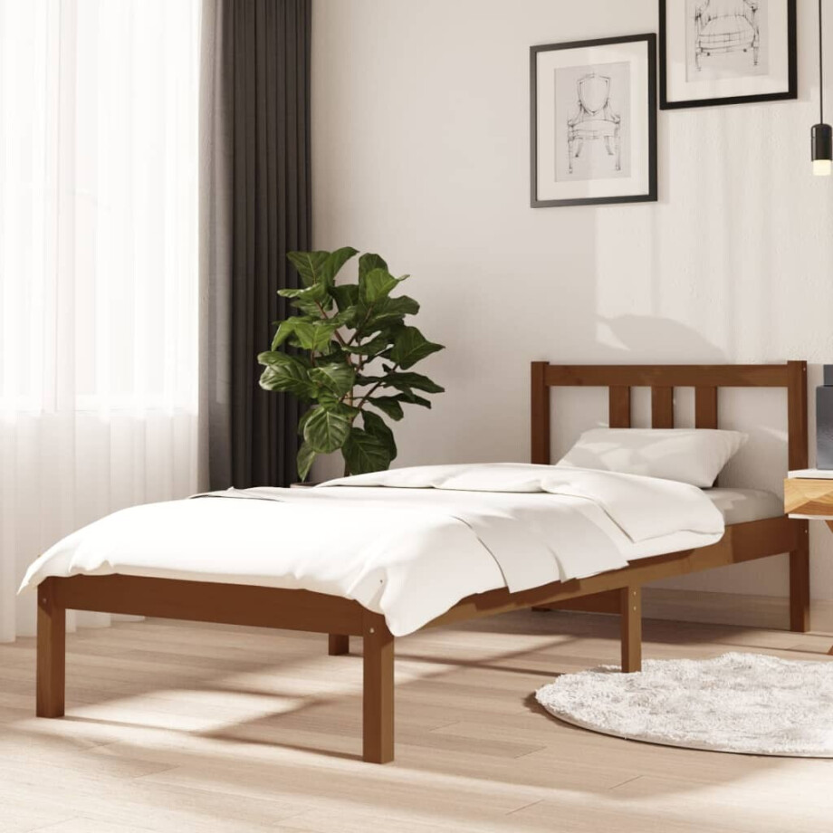vidaXL Bedframe massief hout honingbruin 75x190 cm vidaXL Bedframe massief hout honingbruin 75x190 cm afbeelding 1