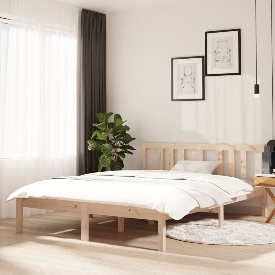 vidaXL Bedframe massief hout 135x190 cm Double afbeelding 1