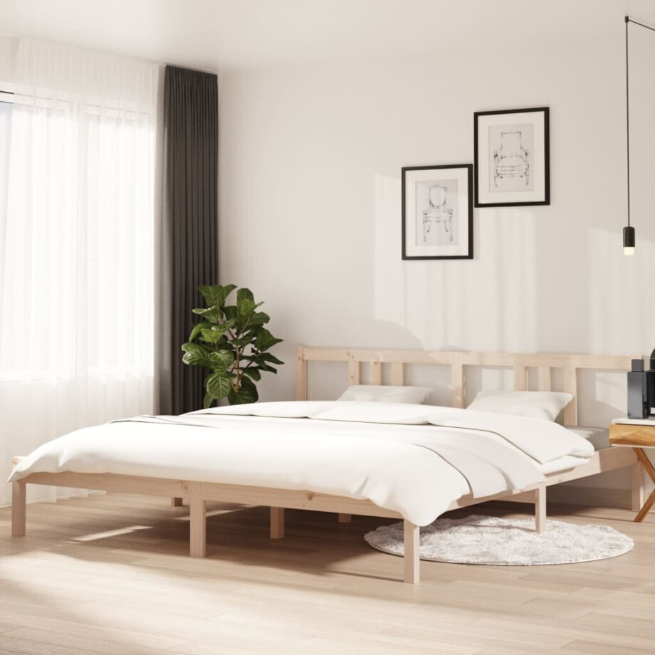 vidaXL Bedframe massief hout 180x200 cm Super King Size afbeelding 1