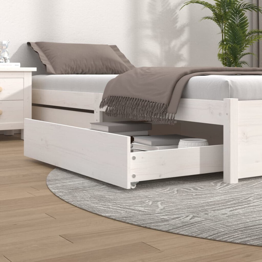vidaXL Bedlades 2 st massief grenenhout wit vidaXL Bedlades 2 st massief grenenhout wit afbeelding 1