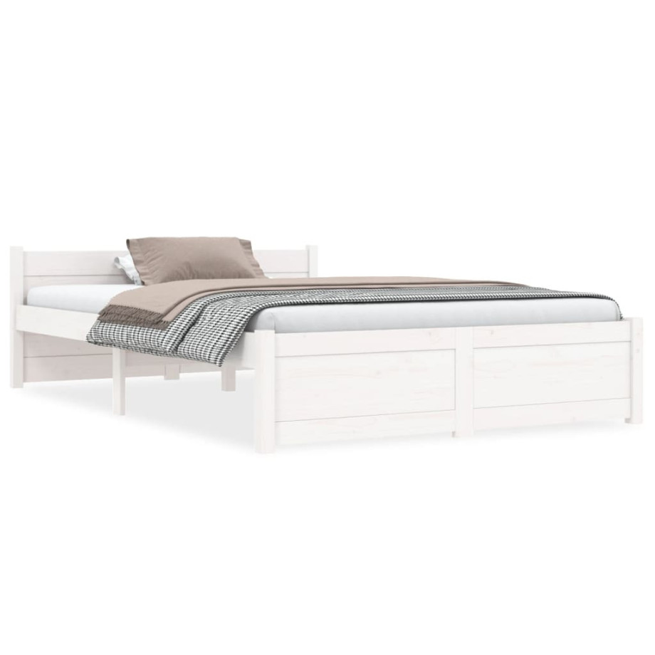 vidaXL Bedframe massief hout wit 120x200 cm afbeelding 1