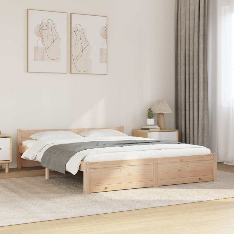 vidaXL Bedframe zonder matras massief hout 140x200 cm afbeelding 1