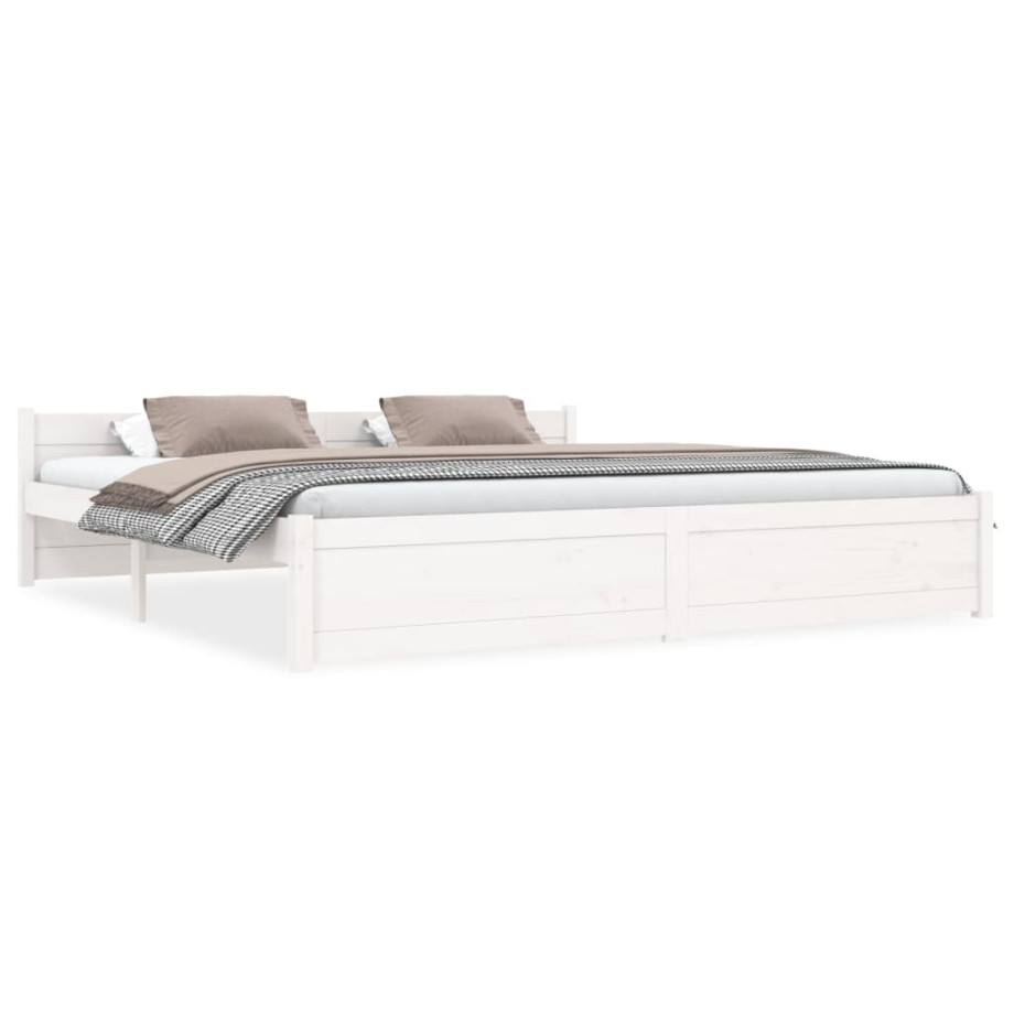 vidaXL Bedframe massief hout wit 180x200 cm afbeelding 1