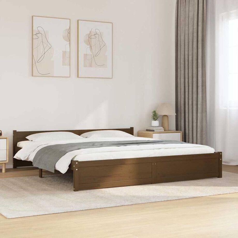 vidaXL Bedframe massief hout honingbruin 200x200 cm afbeelding 1