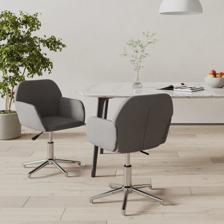vidaXL Eetkamerstoelen draaibaar 2 st stof lichtgrijs vidaXL Eetkamerstoelen draaibaar 2 st stof lichtgrijs afbeelding 1