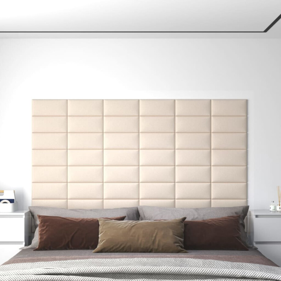vidaXL Wandpanelen 12 st 0,54 m² 30x15 cm fluweel crèmekleurig vidaXL Wandpanelen 12 st 0,54 m² 30x15 cm fluweel crèmekleurig afbeelding 1