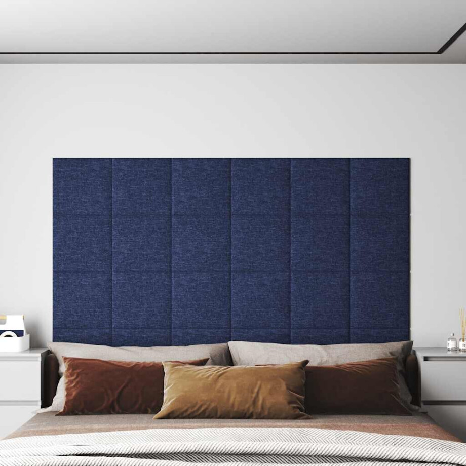 vidaXL Wandpanelen 12 st 1,08 m² 30x30 cm stof blauw vidaXL Wandpanelen 12 st 1,08 m² 30x30 cm stof blauw afbeelding 1