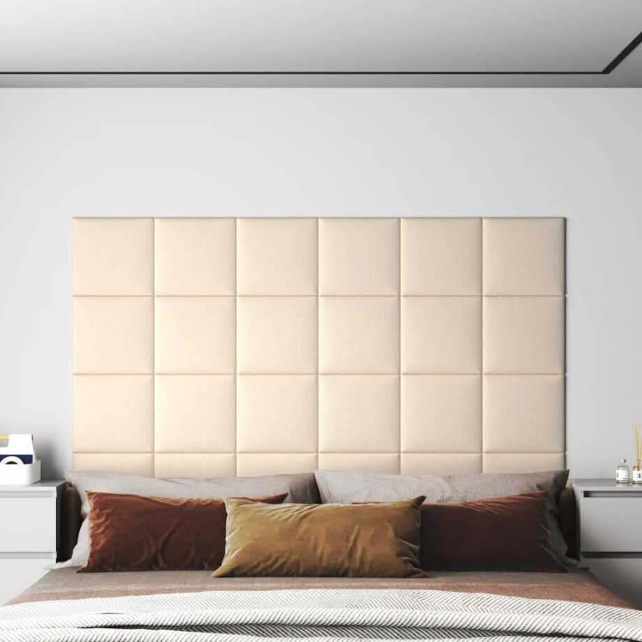 vidaXL Wandpanelen 12 st 1,08 m² 30x30 cm fluweel crèmekleurig vidaXL Wandpanelen 12 st 1,08 m² 30x30 cm fluweel crèmekleurig afbeelding 1