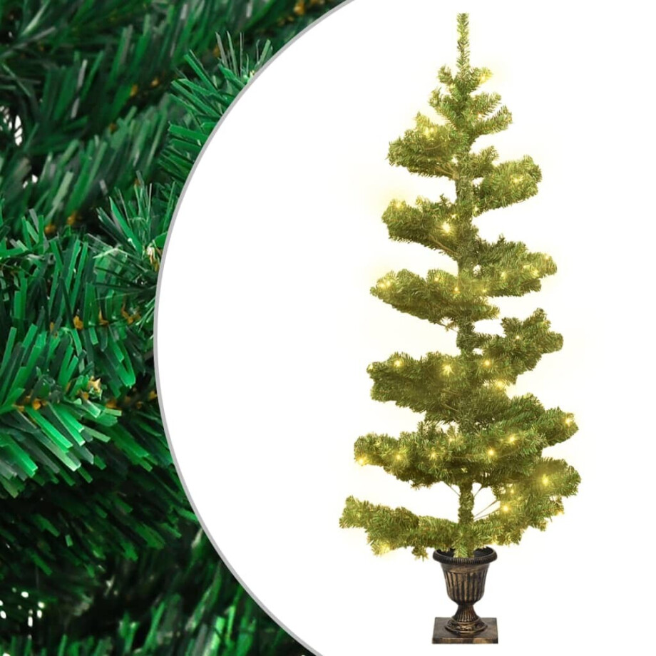 vidaXL Kunstkerstboom met verlichting en pot 120 cm PVC groen vidaXL Kunstkerstboom met verlichting en pot 120 cm PVC groen afbeelding 1