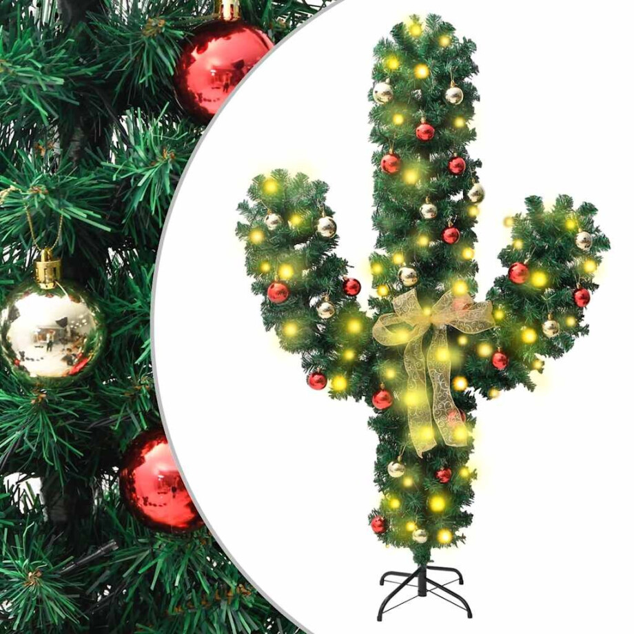 vidaXL Kerstcactus met standaard en LED's 150 cm PVC groen afbeelding 1