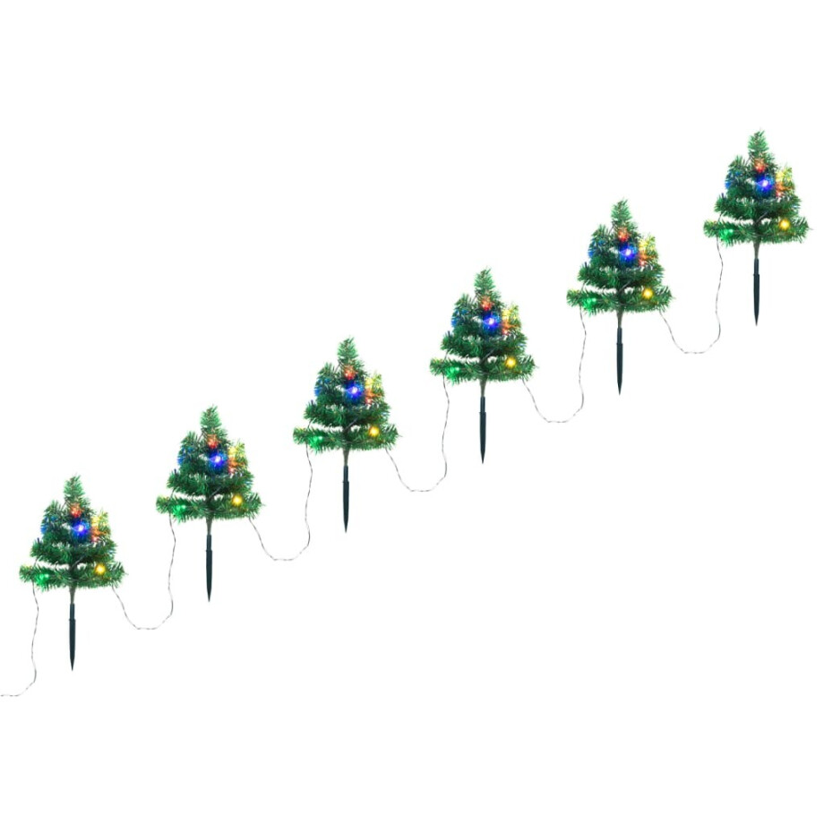 vidaXL Tuinpadkerstbomen 6 st met meerkleurige LED's 45 cm PVC afbeelding 1