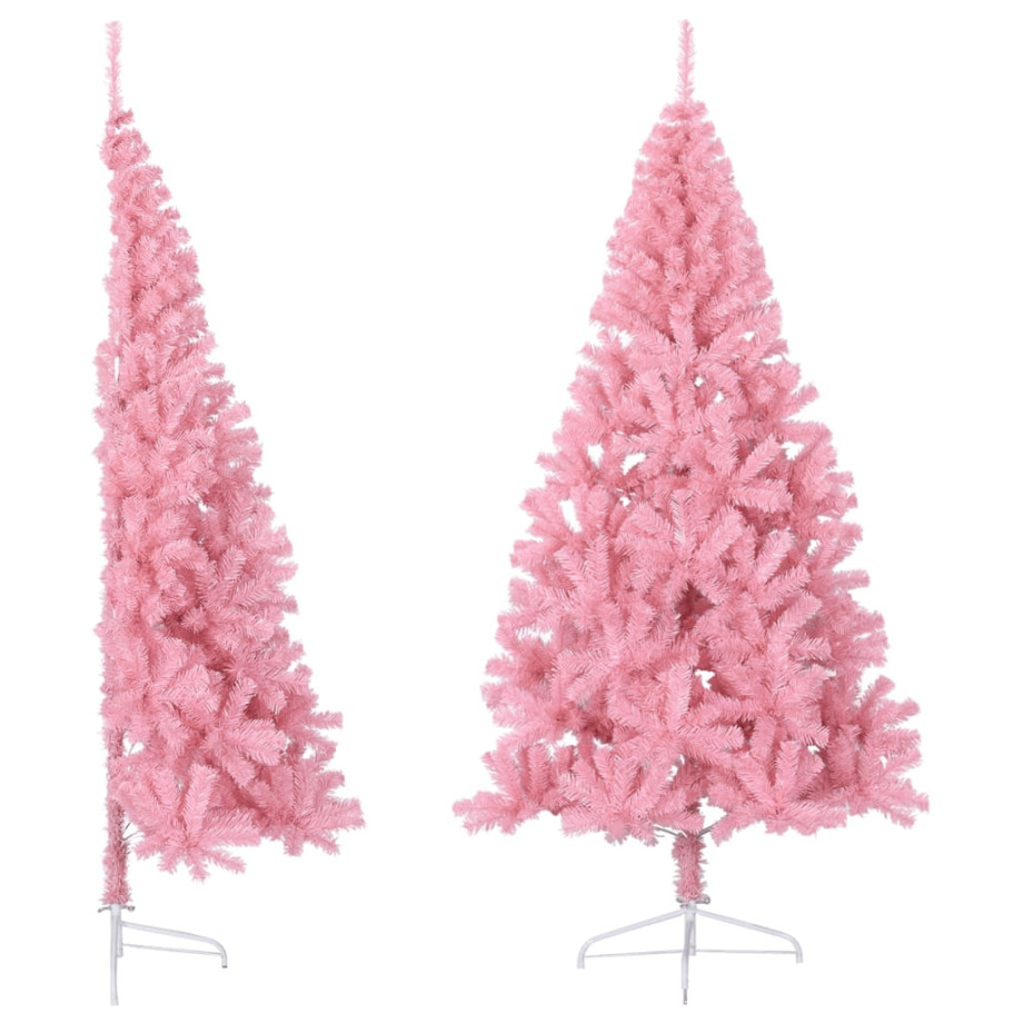 vidaXL Kunstkerstboom met standaard half 240 cm PVC roze afbeelding 1