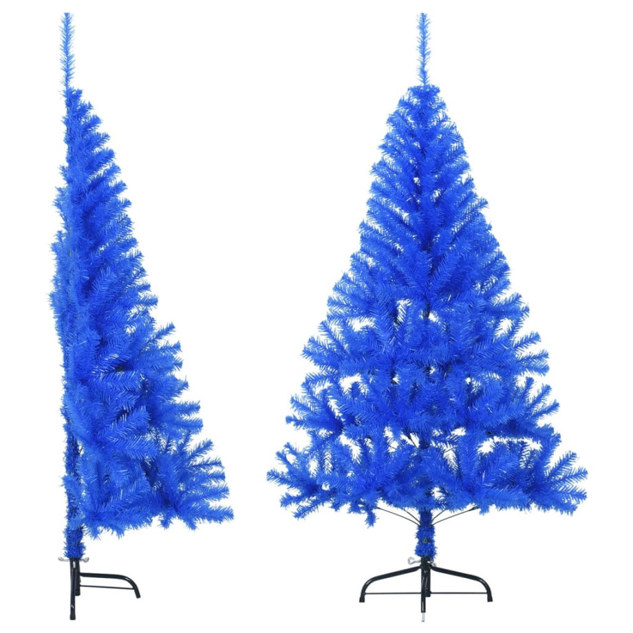 vidaXL Kunstkerstboom met standaard half 120 cm PVC blauw afbeelding 1