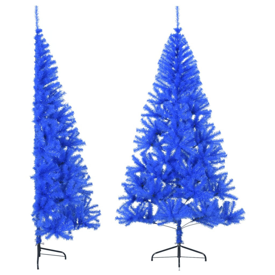 vidaXL Kunstkerstboom met standaard half 210 cm PVC blauw afbeelding 1