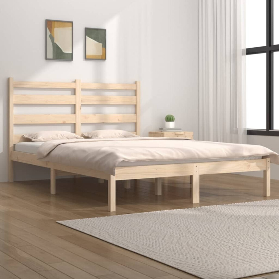 vidaXL Bedframe massief grenenhout 140x200 cm vidaXL Bedframe massief grenenhout 140x200 cm afbeelding 1