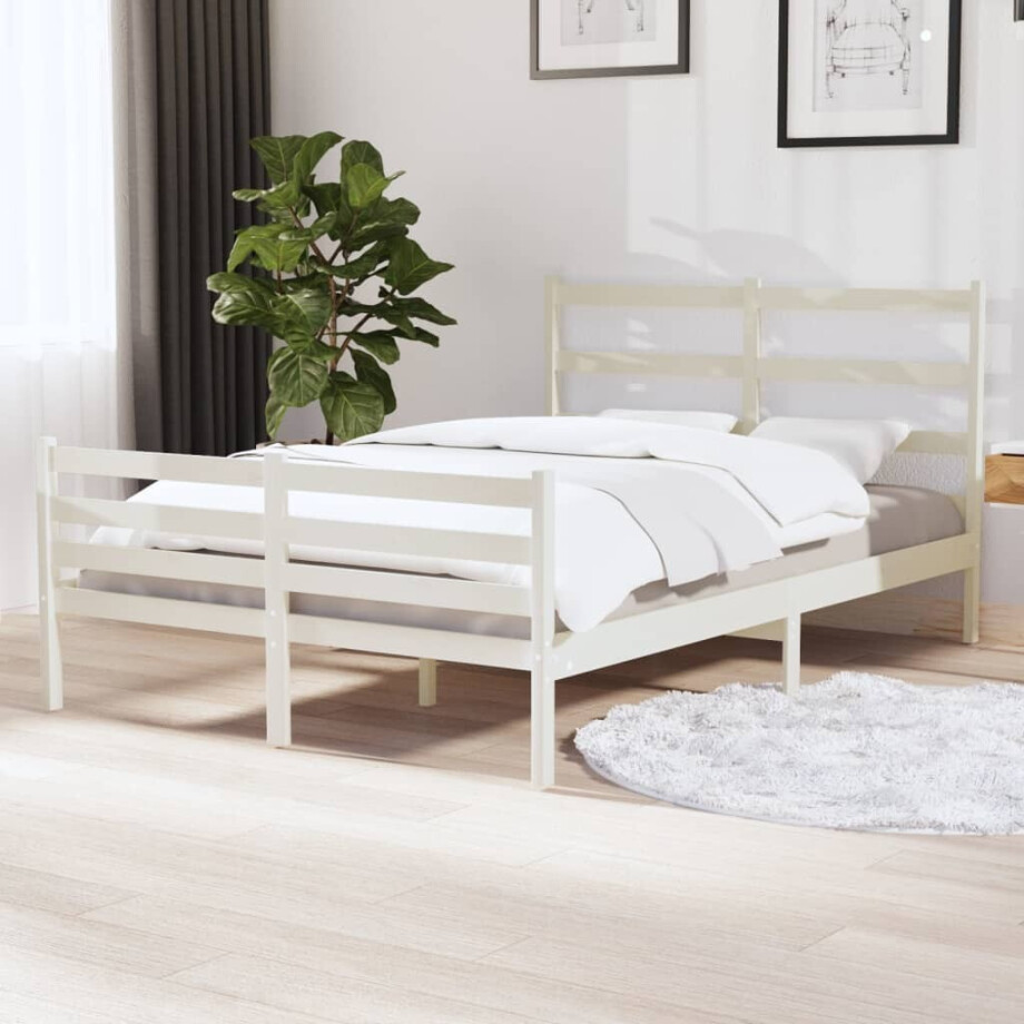 vidaXL Bedframe massief grenenhout wit 120x190 cm afbeelding 1