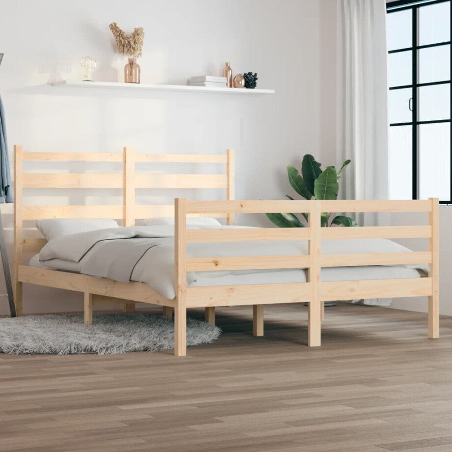 vidaXL Bedframe massief grenenhout 120x200 cm vidaXL Bedframe massief grenenhout 120x200 cm afbeelding 1