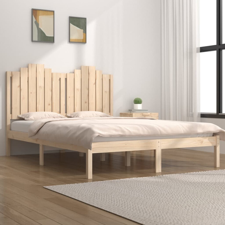 vidaXL Bedframe massief grenenhout 140x200 cm vidaXL Bedframe massief grenenhout 140x200 cm afbeelding 1