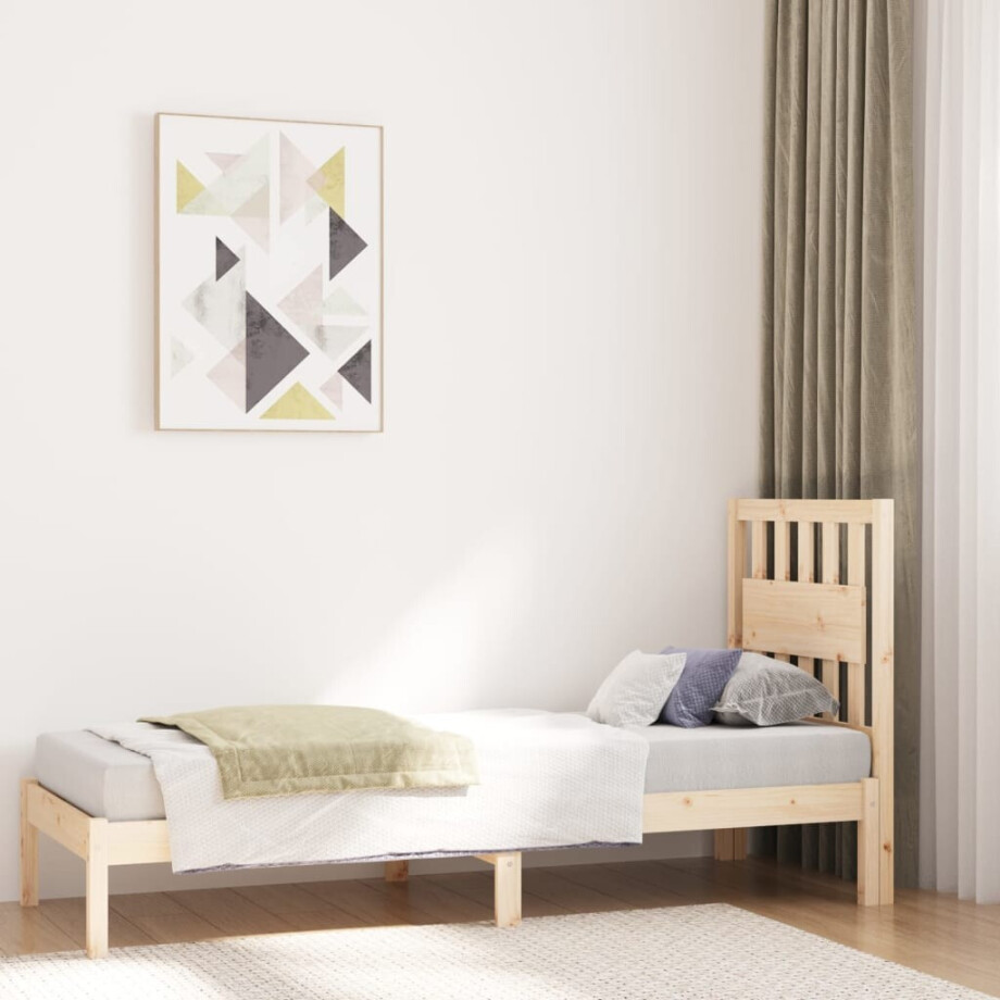 vidaXL Bedframe massief grenenhout zwart 75x190 cm vidaXL Bedframe massief grenenhout zwart 75x190 cm afbeelding 1
