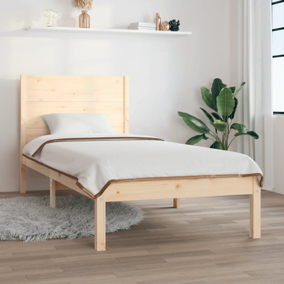 vidaXL Bedframe massief hout 75x190 cm vidaXL Bedframe massief hout 75x190 cm afbeelding 1