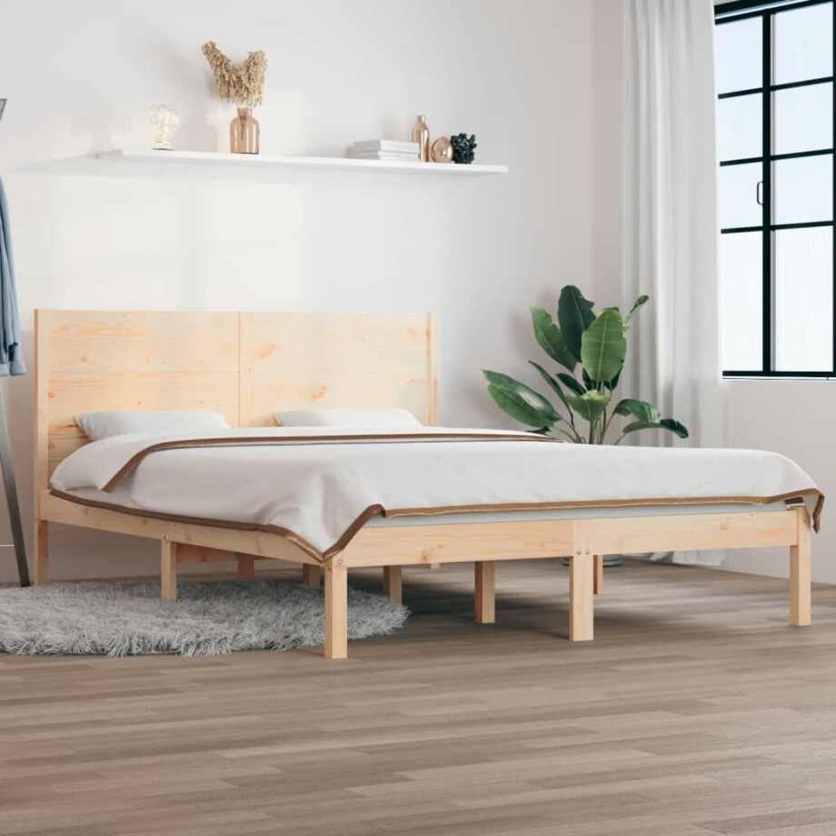 vidaXL Bedframe massief hout 135x190 cm afbeelding 1