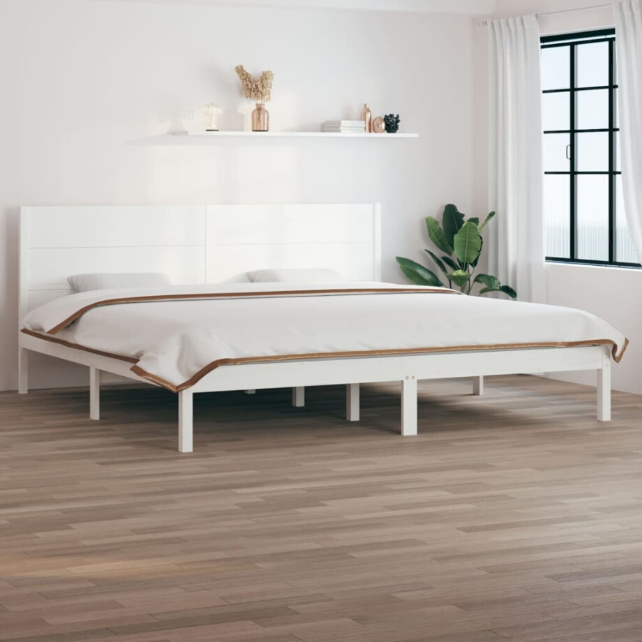 vidaXL Bedframe zonder matras massief grenenhout wit 200x200 cm afbeelding 1