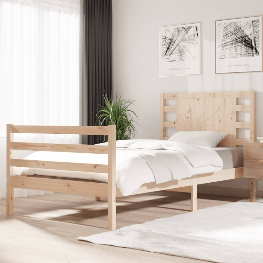 vidaXL Bedframe zonder matras massief grenenhout 90x190 cm vidaXL Bedframe zonder matras massief grenenhout 90x190 cm afbeelding 1