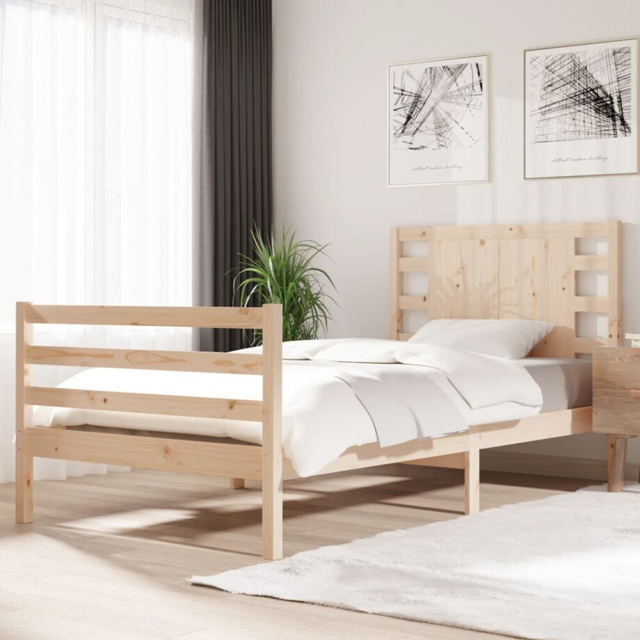 vidaXL Bedframe zonder matras massief grenenhout 90x200 cm afbeelding 1