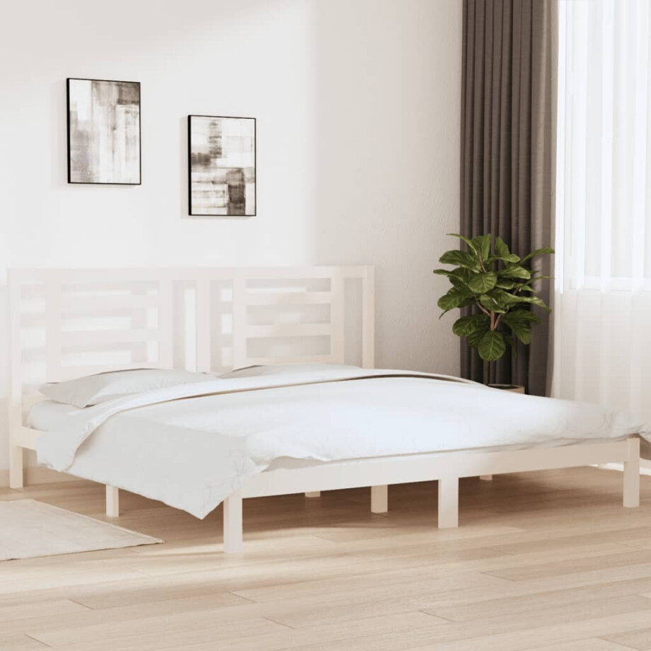 vidaXL Bedframe zonder matras massief grenenhout wit 200x200 cm afbeelding 1