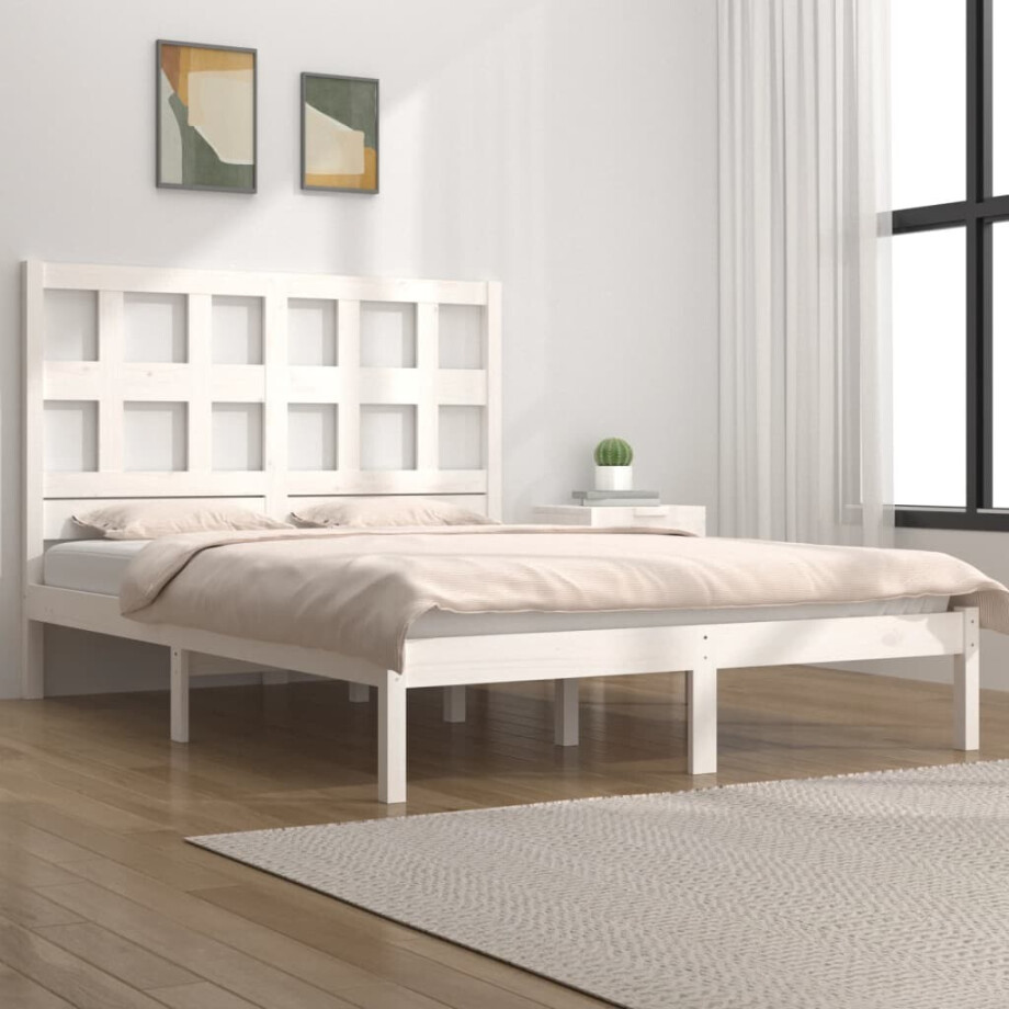 vidaXL Bedframe zonder matras massief grenenhout wit 180x200 cm vidaXL Bedframe zonder matras massief grenenhout wit 180x200 cm afbeelding 1