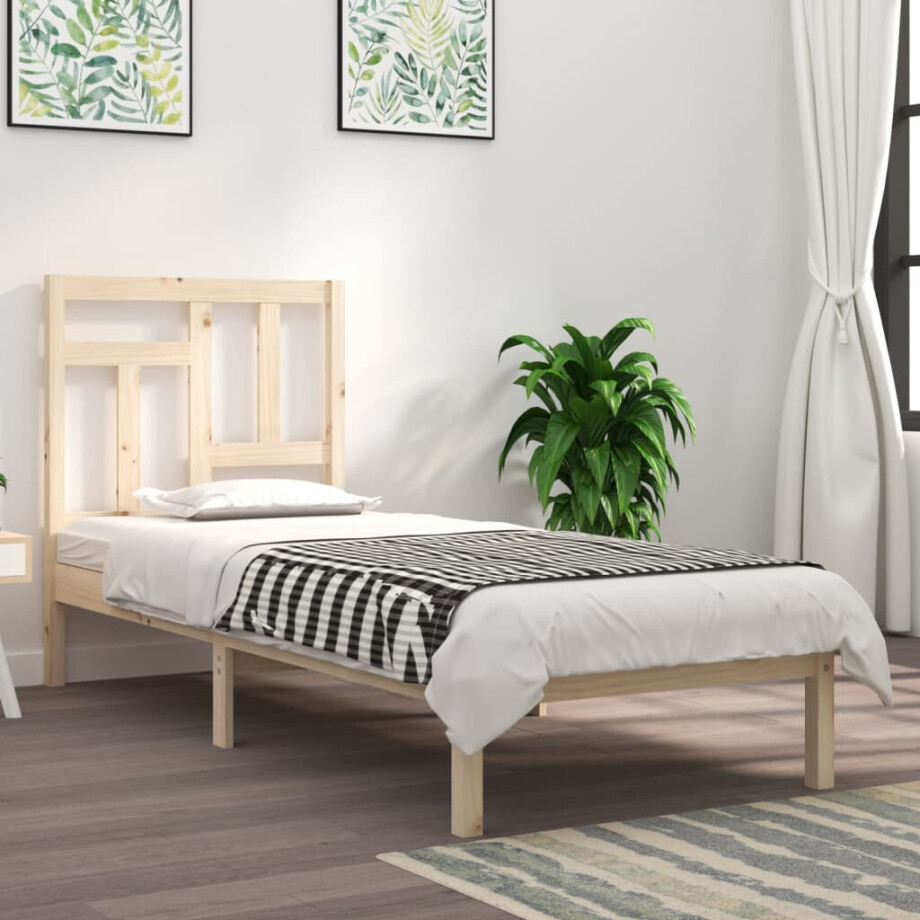 vidaXL Bedframe zonder matras massief grenenhout 90x200 cm afbeelding 1