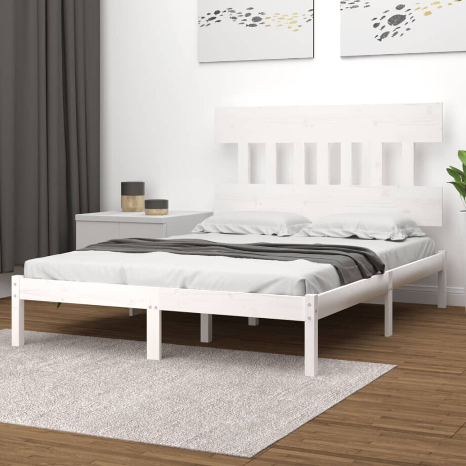 vidaXL Bedframe massief hout wit 200x200 cm vidaXL Bedframe massief hout wit 200x200 cm afbeelding 1