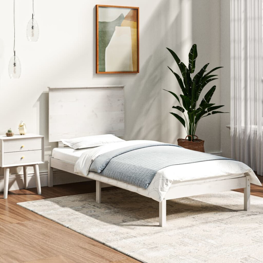 vidaXL Bedframe zonder matras massief grenenhout wit 140x200 cm vidaXL Bedframe zonder matras massief grenenhout wit 140x200 cm afbeelding 1