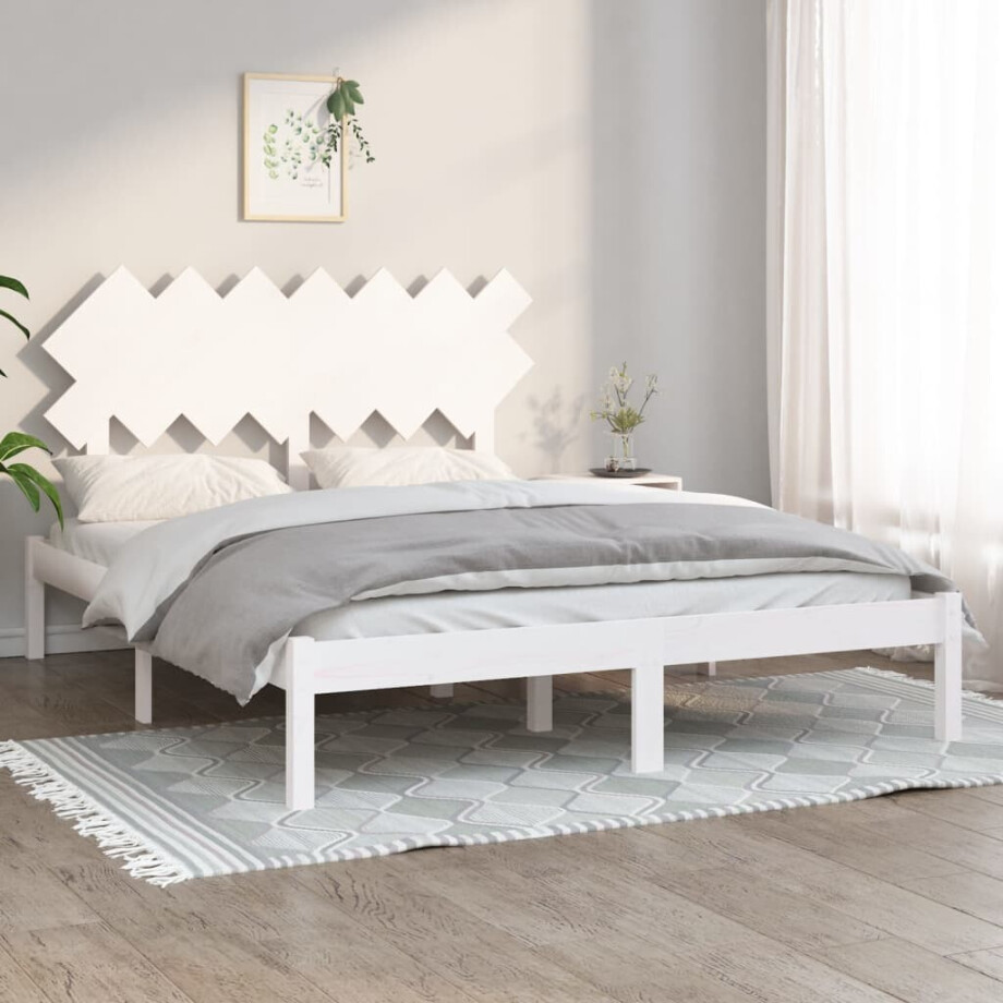 vidaXL Bedframe massief hout wit 140x200 cm vidaXL Bedframe massief hout wit 140x200 cm afbeelding 1