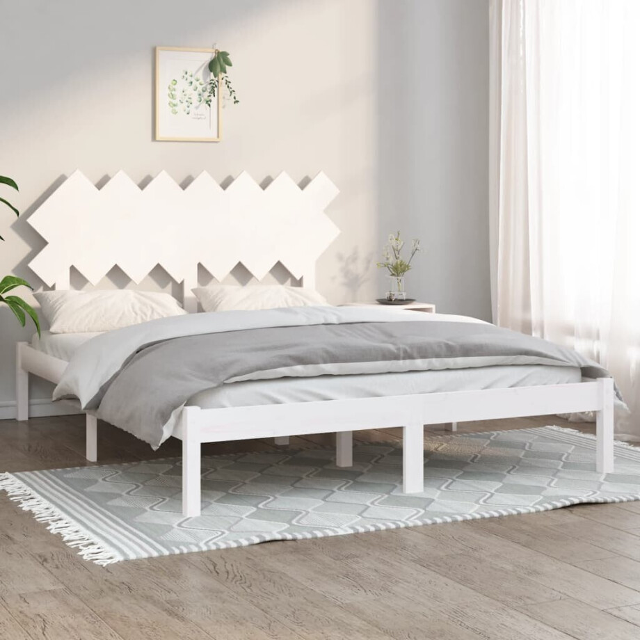 vidaXL Bedframe massief hout wit 150x200 cm afbeelding 1