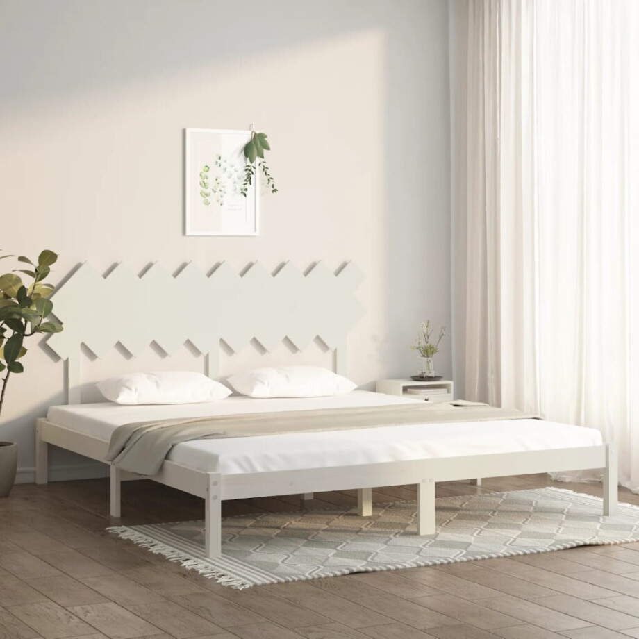 vidaXL Bedframe massief hout wit 180x200 cm afbeelding 1