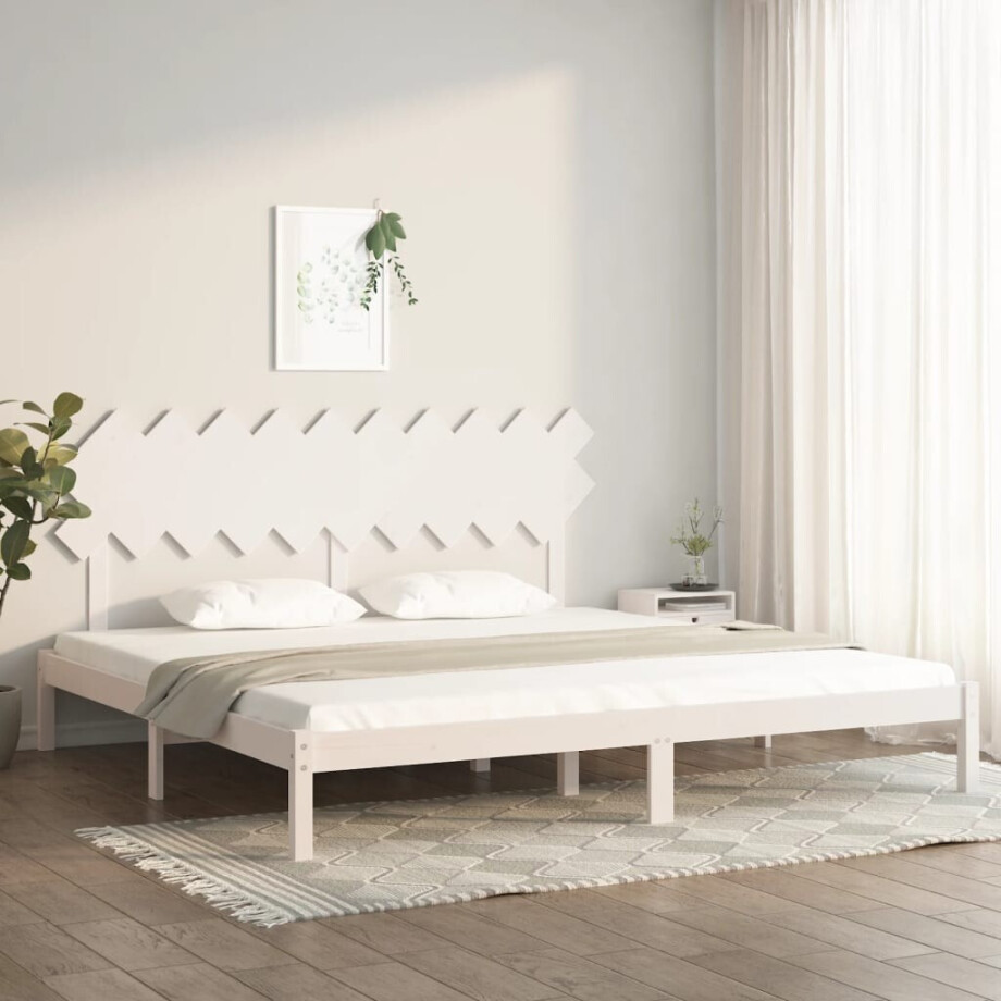 vidaXL Bedframe massief hout wit 200x200 cm afbeelding 1