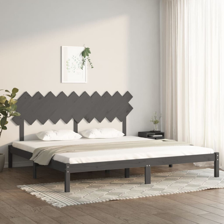 vidaXL Bedframe massief hout grijs 200x200 cm vidaXL Bedframe massief hout grijs 200x200 cm afbeelding 1