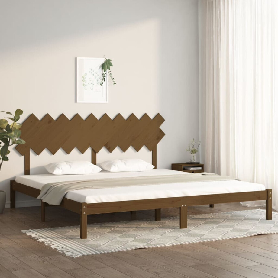 vidaXL Bedframe massief hout honingbruin 200x200 cm afbeelding 1