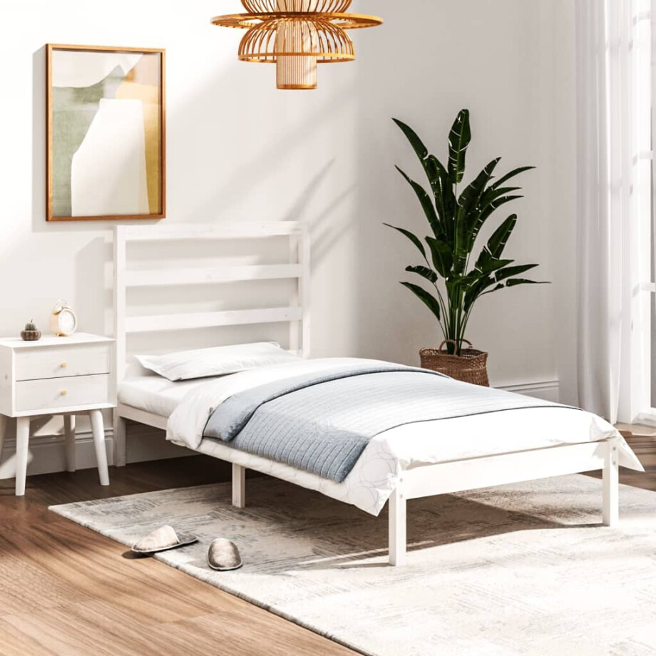 vidaXL Bedframe massief hout wit 90x190 cm vidaXL Bedframe massief hout wit 90x190 cm afbeelding 1