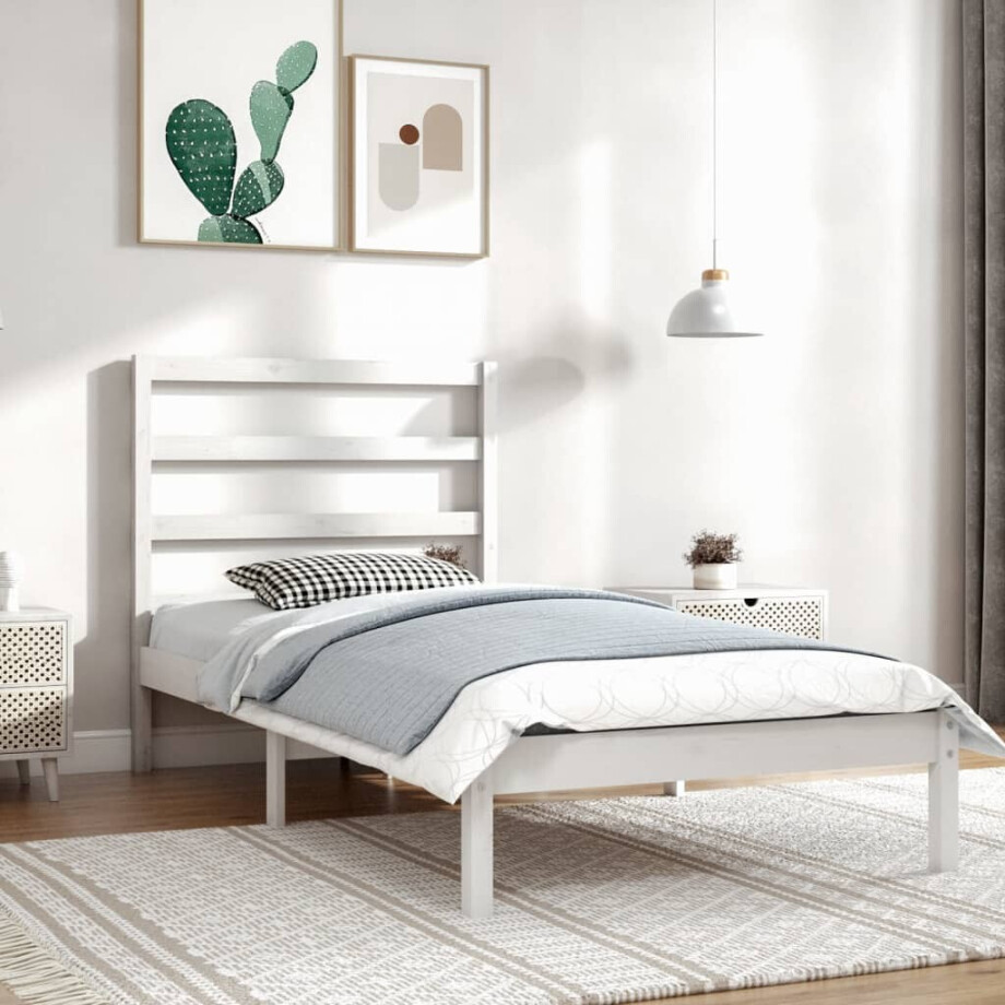 vidaXL Bedframe zonder matras massief grenenhout wit 90x200 cm vidaXL Bedframe zonder matras massief grenenhout wit 90x200 cm afbeelding 1